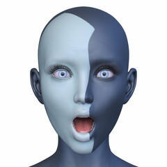 女性の顔アップ　3DCGレンダリング