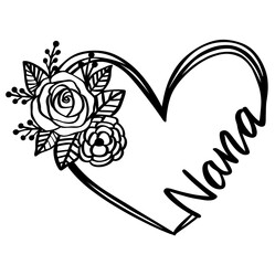 Nana heart with floral ornament mothers day graphic