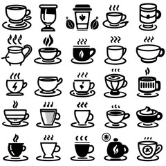 Vector Icon Set – Coffee/Tea Cups with Motion Effects