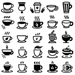 Vector Icon Set – Coffee/Tea Cups with Motion Effects