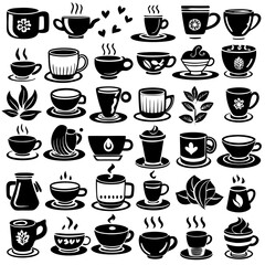 Vector Icon Set – Coffee/Tea Cups with Motion Effects