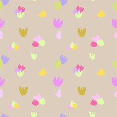 Bright floral pattern, doodle pattern.Vector children doodle style flower seamless pattern wallpaper background