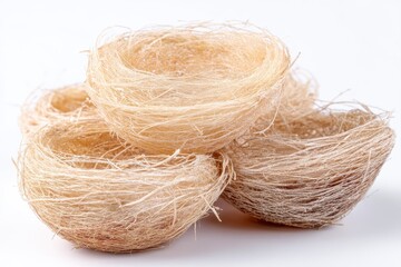 High quality bird s nests a type of Chinese delicacy isolated on a white background with full depth of field