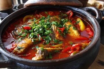 Hungarian paprika catfish stew is offered for lunch