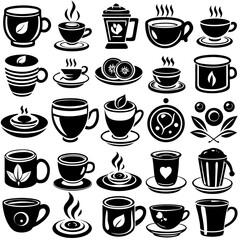 Vector Icon Set – Coffee/Tea Cups with Motion Effects