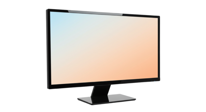 Flat screen computer monitor with soft gradient display isolated on white background, ideal for tech product mockups, digital workspace ads, e-learning visuals, and remote office setups - Powered by Adobe
