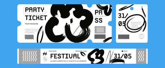 Control ticket bracelets for events, disco, festival, fan zone, party, staff. Vector mockup of a festival bracelet in a modern style.