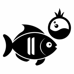 Fish black icon vector on a white background.