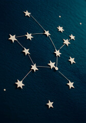 Silver Stars on Dark Blue Background in Constellation Pattern