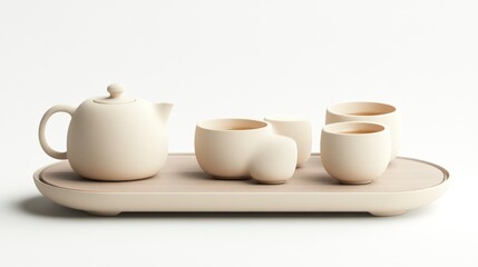 Elegant Minimalist Tea Set on a Tray for Modern Living and Relaxation Moments