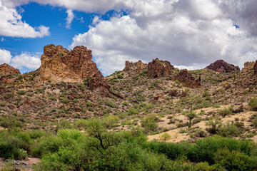 Amazing formations along the walls of Canyon Lake on the Salt River near Phoenix Arizona