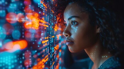 Futuristic digital marketing strategy session focused on leveraging buyer personas to create optimized SEO content and meet their goals