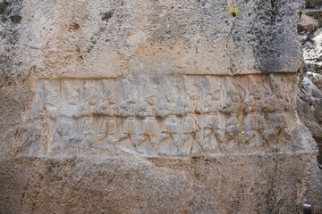 Twelve Gods of the Underworld in Yazilikaya, Hattusa Ancient City in Corum, Turkiye