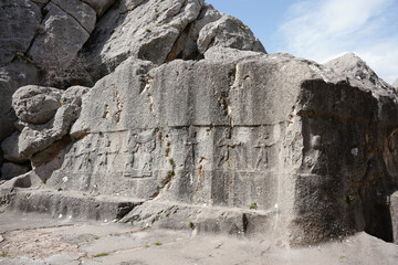 Reliefs in Yazilikaya, Hattusa Ancient City in Corum, Turkiye