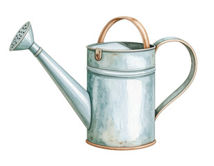 Watercolor watering can, vintage, rustic, perfect for gardening design