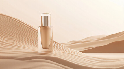 poster of translucent perfume bottle with a sleek mirror cap