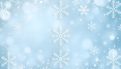 Snowflake Festive Background. Elegant, Icy Winter Banner with copy-space. with white shades