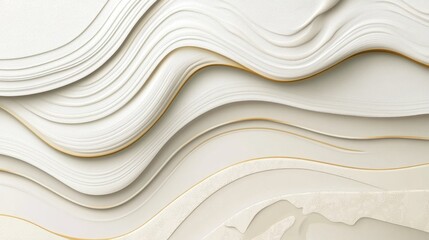 Obraz premium Abstract design featuring flowing, layered curves in creamy white and gold.