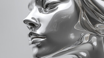 Woman and Flower Sculpture in Monochrome