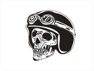 skull vector art logo design black and white illustration