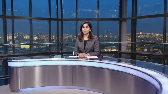 News anchor in modern studio