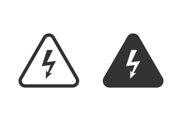 Vector illustration of high voltage warning sign. Triangle with lightning bolt, indicating dangerous electrical current. Ideal for representing electrical hazards and safety precautions.