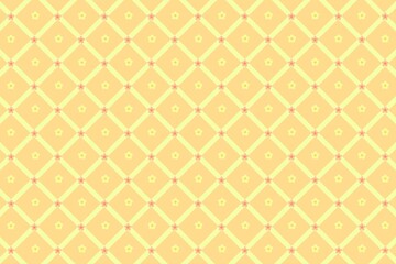 Yellow scrapbook seamless pattern cute beautiful bright background. Yellow color. Texture flowers, squares, chequred, plaid, blossom, decoration.