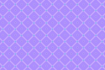 Purple blue background. Seamless pattern with checker, floral, flower, blossom, squares, lines texture. 