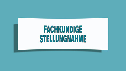 Fachkundige Stellungnahme (Expert opinion) - A card isolated on light green background.