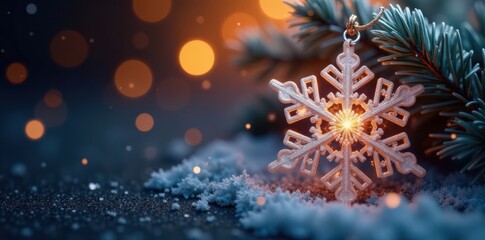 Intricate snowflake ornament with sparkle effect , vector art, ornament, snowflakes