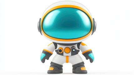 Fototapeta premium Futuristic Astronaut in Space Suit with Teal Helmet Perfect for SciFi and Exploration Themes