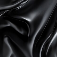 Obraz premium Abstract Black Fabric Texture with Smooth Drapes and Shiny Surface Design Backdrop