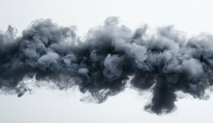 Dramatic Gray Smoke Cloud on White Background Creates an Ethereal Abstract Pattern and Dynamic Visual Effect in High Resolution