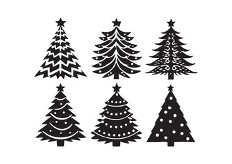 Christmas Tree icon set, Christmas Tree Silhouette Vector