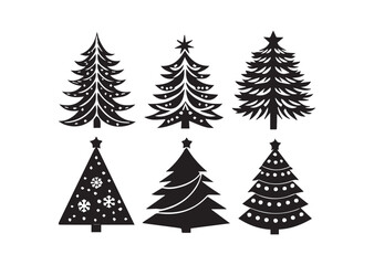 Christmas Tree icon set, Christmas Tree Silhouette Vector