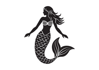 Mermaid icon, Mermaid Silhouette Vector