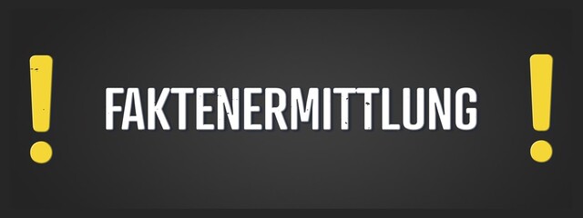 Faktenermittlung (Fact finding) - A blackboard illustration with white text.