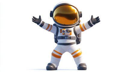 An astronaut in a spacesuit with arms outstretched ready for space exploration and adventure