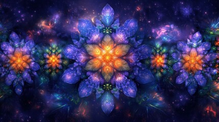 Obraz premium Cosmic Floral Fractal Design, Galaxy Background