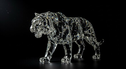 Crystal Tiger Figurine Facet Cut Glass Sculpture Animal Decor Elegant Home Decor
