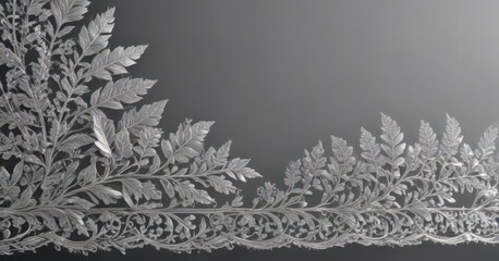 Intricate silver lace leaf border, shimmering elegance , decorative, shiny, background