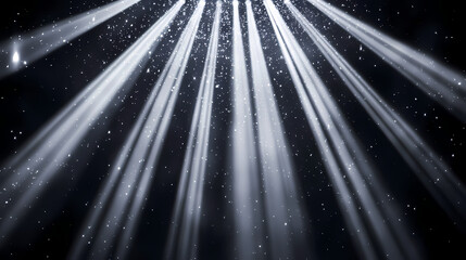 Grey spotlight effect on stage or crepuscular rays or gods rays with particles isolated on black background. [Electric Myths] | Neon Deities | glowing gods. Illustration