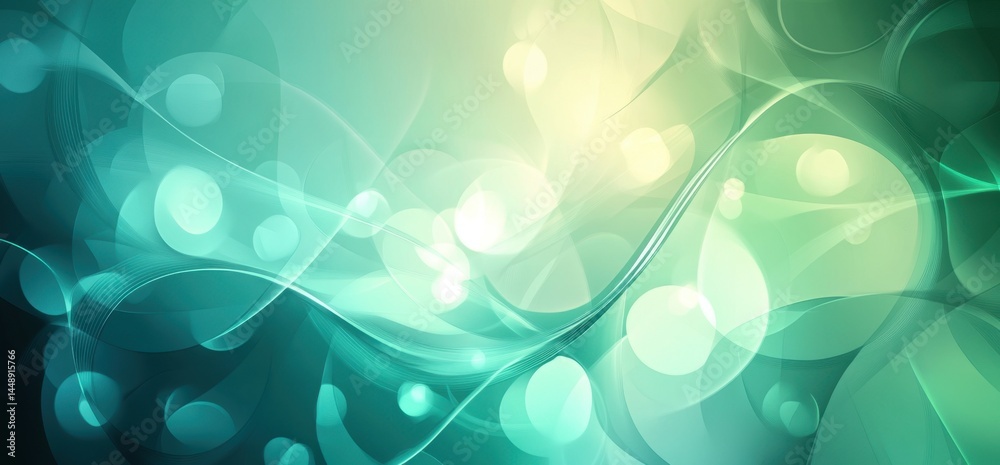 Wall mural abstract blue and green background with soft shapes elegant gradient of light cyan to dark teal that