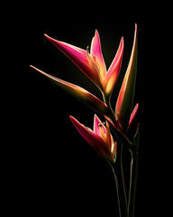 A single flower with a pink and green stem