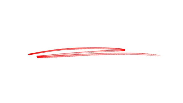 Hand-drawn Red underline highlighter animation, sketching elements on a transparent background.