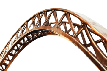 Rusty iron arch bridge design with bold structural elements, great for architectural visualization and creative projects