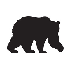 Fototapeta premium Black bear silhouette vector illustration, wildlife animal walking design element for print and web 100