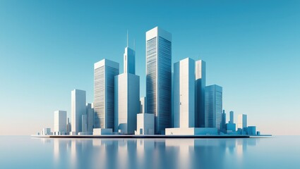 Fototapeta premium 3d illustration of abstract architecture background, geometric architectural with chrome or metallic design, Futuristic city landscape