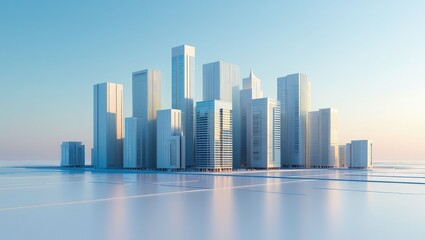 Fototapeta premium 3d illustration of abstract architecture background, geometric architectural with chrome or metallic design, Futuristic city landscape