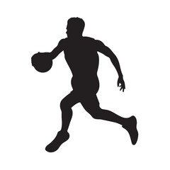 Fototapeta premium Basketball player silhouette dribbling ball vector illustration for sports design and athletic concept use